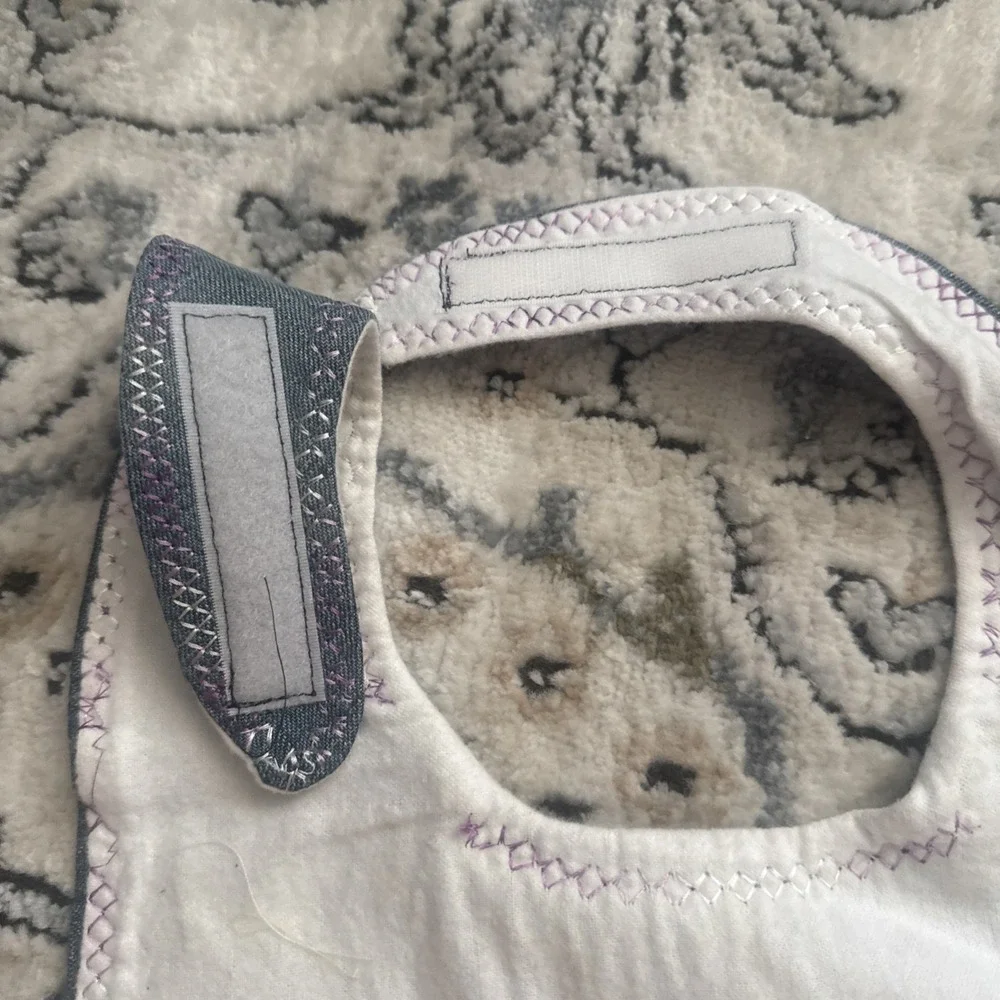 Infant Baby Denim Cloth Bib W/ Embroidery With Adjustable Closure